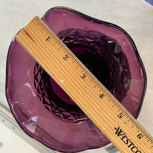 Mosser glass with clear handle, cable grape amethyst pitcher floral leaf pattern - Picture 5 of 16